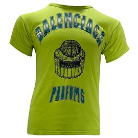 Camiseta de cuello redondo en algodón verde con estampado gráfico de Balenciaga Parfums