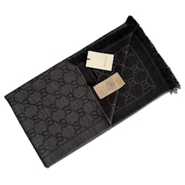 Sciarpa reversibile Gucci in lana nero grigio