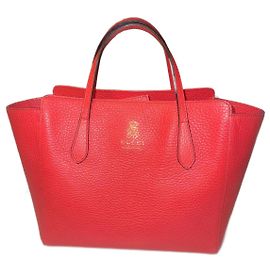 Borsa tote Gucci Swing Teddy Bear rossa in pelle