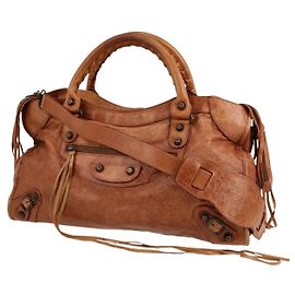 Borsa Balenciaga City in pelle marrone