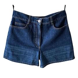 Pantaloncini Chanel Logo CC Gigante Blu Cotone