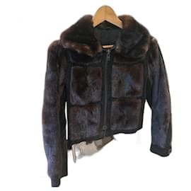Hermès Nerzjacke Dunkelbraun