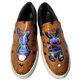 MCM Visetos Slip on Bunny Rabbit Rare Sneakers Brown Size 36