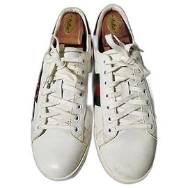 Sneakers basse in pelle Gucci Ace Web bianche taglia 41