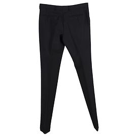 Burberry Mid-Waist Straight-Leg-Hosen aus schwarzer Wolle