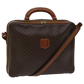 Céline CELINE Macadam Canvas Handtasche PVC 2-Wege Braun Auth 66506