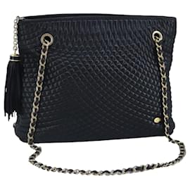 BALLY Sac à épaule en chaîne en cuir noir et or Auth 97462 - Bally