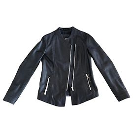 Autre Marque Schwarze Lederjacke oder schwarzes Replay-Leder-Perfecto Größe T.S Neu