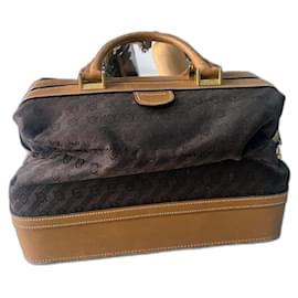 Borsa a mano Loewe in tela monogrammata e pelle Marrone