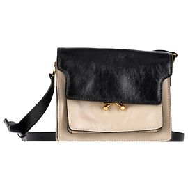 Borsa a spalla Marni Trunk Mini in pelle beige a blocchi di colore