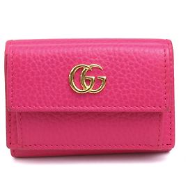 Cartera de cuero rosa Gucci con tres pliegues