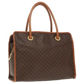 Céline Borsa tote in tela Macadam CELINE in pelle PVC marrone oro Auth 96231