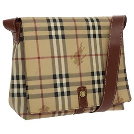 Borsa a spalla Burberry Nova Check in pelle PVC beige Auth ac3276