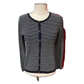 Des Petits Hauts Gilet Gestreift Baumwolle Marineblau Weiß