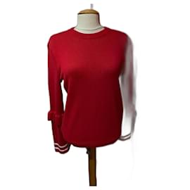Au printemps Paris Roter Baumwollpullover mit weißen Streifen - Autre Marque