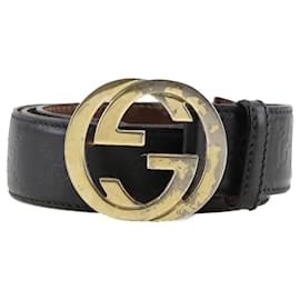 Schwarzer Gucci Leder-Gürtel mit Flechtmuster