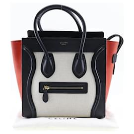Sac à main Celine Luggage en toile de veau noir - Céline
