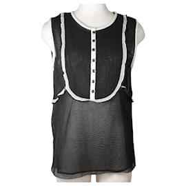 Top sin mangas de algodón negro Chanel