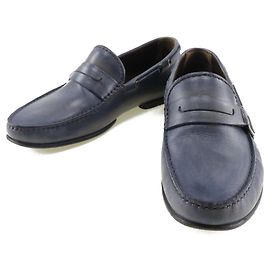 Autre Marque Mocassini in pelle Berluti scarpe da guida blu per uomini