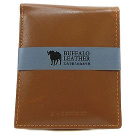 Autre Marque Portafoglio bifold in pelle di bufalo cammello
