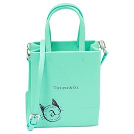 Tiffany & Co. Mini Borsa Shopping 2way in Pelle di Vitello Gatto da Strada Blu