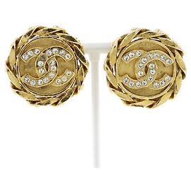 Orecchini Chanel Coco Mark placcati in oro con strass