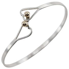 Tiffany & Co Bracciale doppio cuore con gancio e occhiello in argento/oro di Tiffany