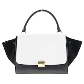 Céline Borsa Celine Trapeze in pelle scamosciata nera e bianca