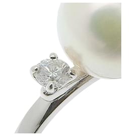 Diamantring mit Akoya-Perle aus Pt900-Platin - Autre Marque