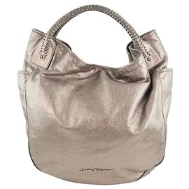 Borsa in pelle gunmetal da donna Salvatore Ferragamo