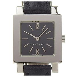 Bulgari Bvlgari Quadrato Uhr SQ22SL Edelstahl Leder Quarz