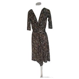 Vestido Diane Von Furstenberg de seda Negro Naranja Blanco Amarillo