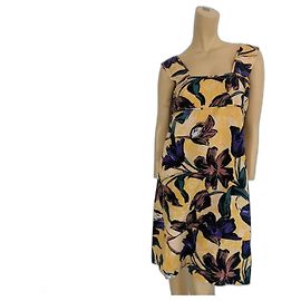 Vestido Marni con Estampado Floral de Algodón Rosa Amarillo Morado