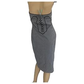 Karen Millen Korsett Kleid aus Baumwolle schwarz weiß kariert