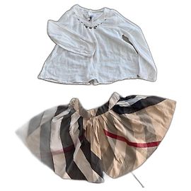 Burberry Rock Mädchen Schwarz Weiß Rot Beige Baumwolle