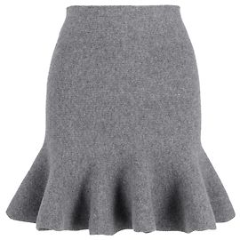 Gonna trombetta mini in lana grigia lavorata a maglia a vita alta Jil Sander