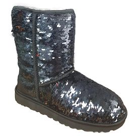 Botas Ugg Classic Short Sequin Negras de Piel de Cordero