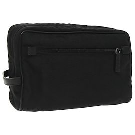 GUCCI Clutch Bag Nylon Black Silver Auth mr639