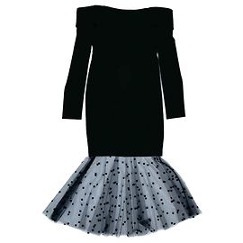 Autre Marque Vestido midi Michelle Mason con hombros descubiertos negro