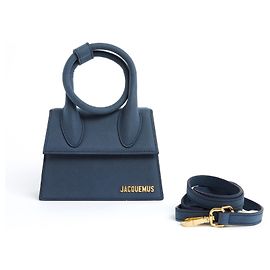 Jacquemus Sac Chiquito Noeud Lona Azul Escuro Chiquito Nó Bolsa de Mão Ombro Nova