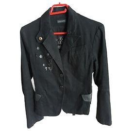 Chaqueta Ikks Estilo Gótico Negra de Algodón y Cuero
