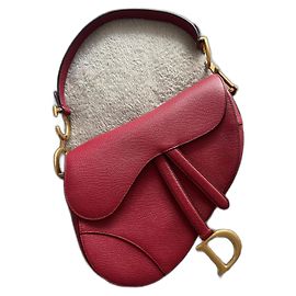Borsa a spalla Christian Dior Saddle Rossa in Pelle