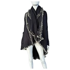 Just Cavalli Poncho Schwarz mit Echtem Fell