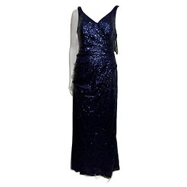 Autre Marque Abendkleid in Mitternachtsblau mit Pailletten von Alfred Angelo mit Schleppe
