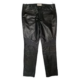Autre Marque RICANO Donna enge Leder-Biker-Jeans mit niedriger Taille, Größe L