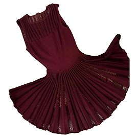 Alaïa Mini Kleid aus bordeaux Wolle