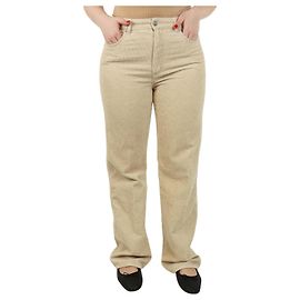 Isabel Marant Etoile Pantaloni in velluto a coste dritti neutri - taglia UK 12