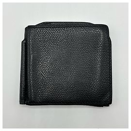 Valextra Leather Double Money Clip Wallet Black