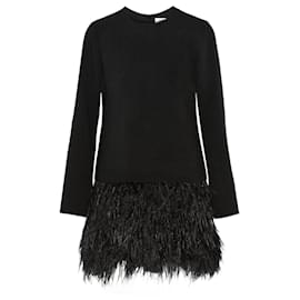 Vestido Elizabeth And James Serena de plumas de avestruz negro