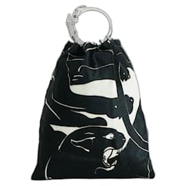 Sac bracelet Valentino Garavani Panther en poil de veau noir et blanc